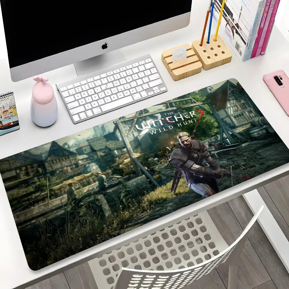 The W-Witchers 3 Mouse Pad Cartoon Lockedge Large Gaming Pad Computer Gamer Keyboard Mouse Mat Desk Mousepad for PC Desk Pad