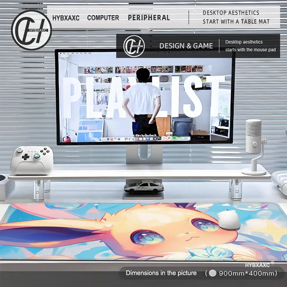 Mouse Pad Gaming Carpet Anime Keyboard Pads Rug Pokemon Eevee Mousepad Mouse Pads Laptop Extended Desk Mat for Gamer Gift