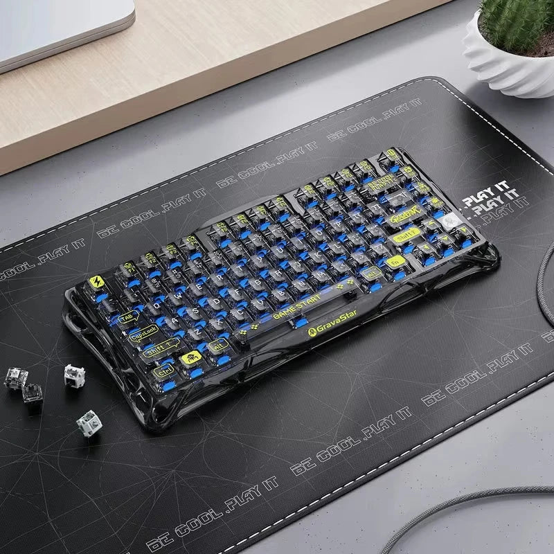 Gravastar K1 Bluetooth Wireless Mechanical Keyboard Aluminium Alloy Tri-Mode RGB E-sports Gaming Keyboard Custom PC Accessories