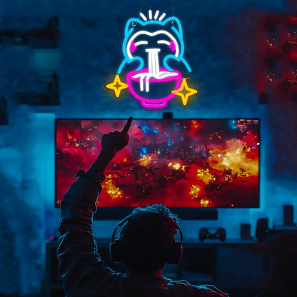 LED Ramen Neon Light - Cute Bear Noodle Neon Sign, Dimmable Japanese Wall Decor for Gaming Room, Restaurants, Bars, Kids Bedroom