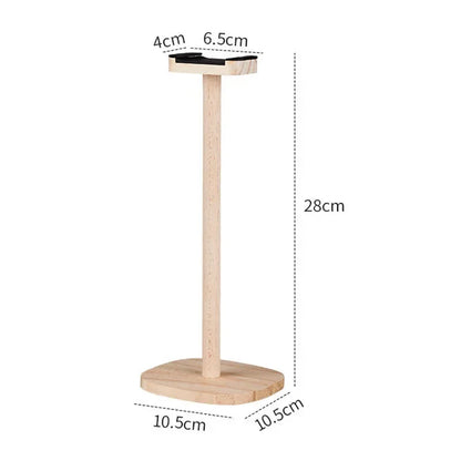 Solid Wood Headphones Stand Gaming Headset Holder Desktop Display Bracket with Stable Base Top Soft Protective Pad Space Savin